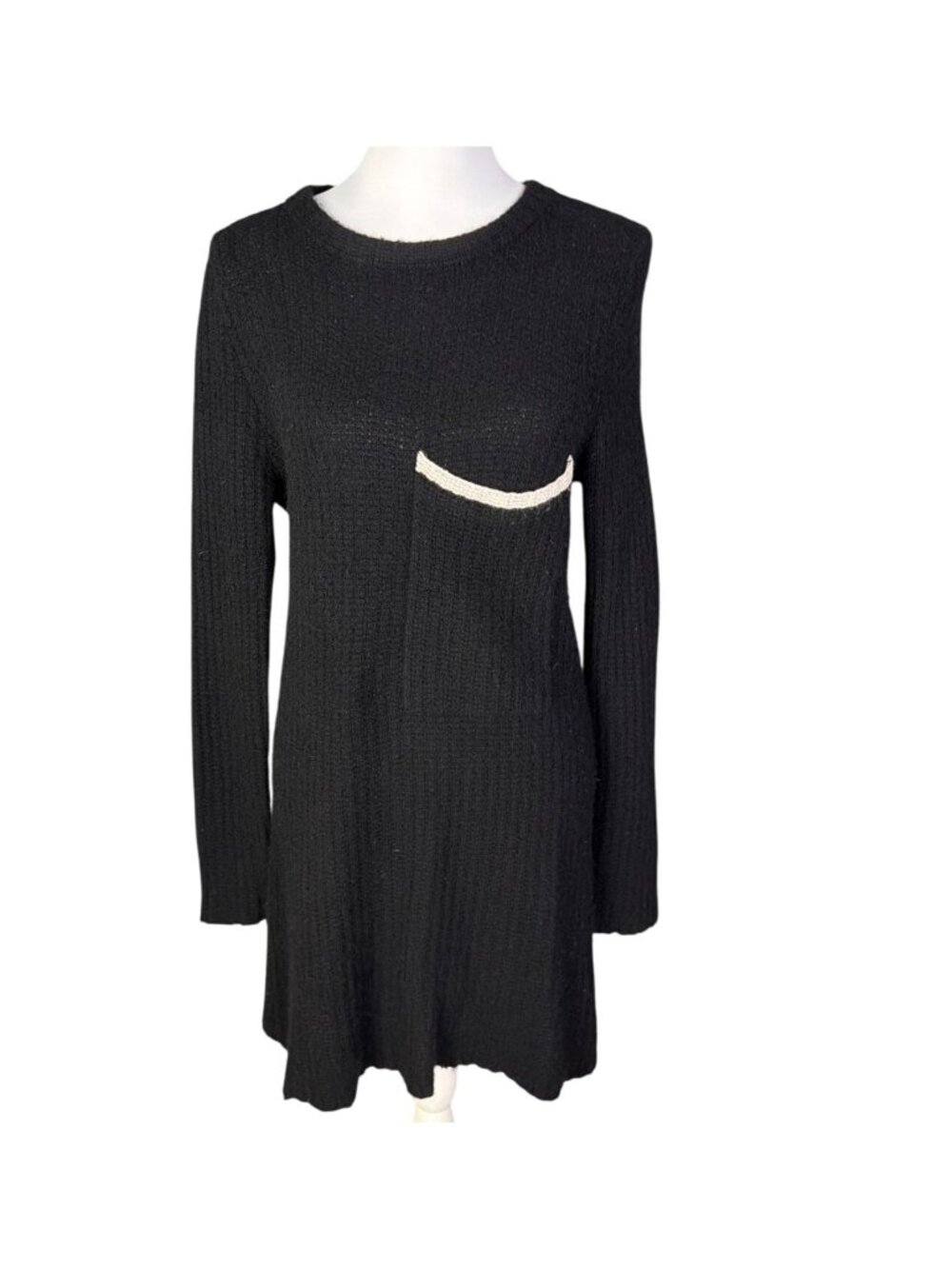 Zadig & Voltaire Deluxe Black Cashmere & Cotton Long Sleeve Dress S